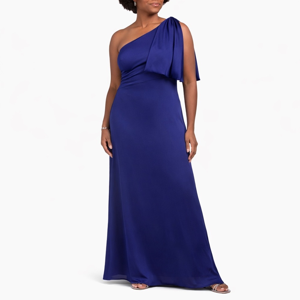 Sachin & Babi Chelsea Gown 20W Deep Cobalt One Shoulder Formal Dress NWT